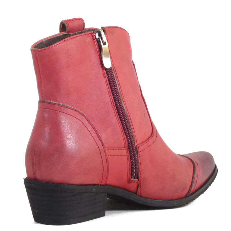 Ankle boots sales red leather