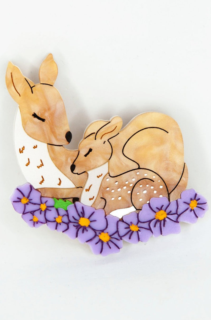 Doe and Fawn Brooch by Daisy Jean Florals