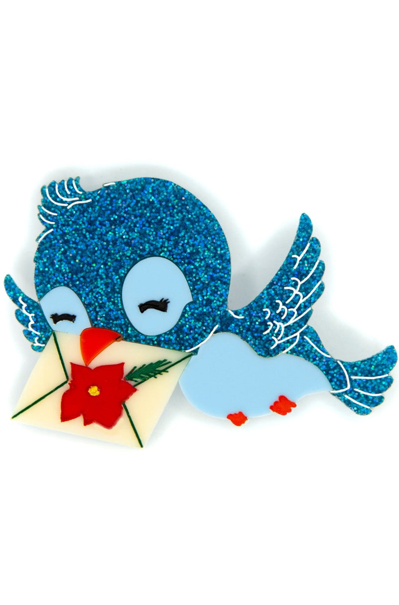 Grace the Christmas Bluebird Brooch by Daisy Jean
