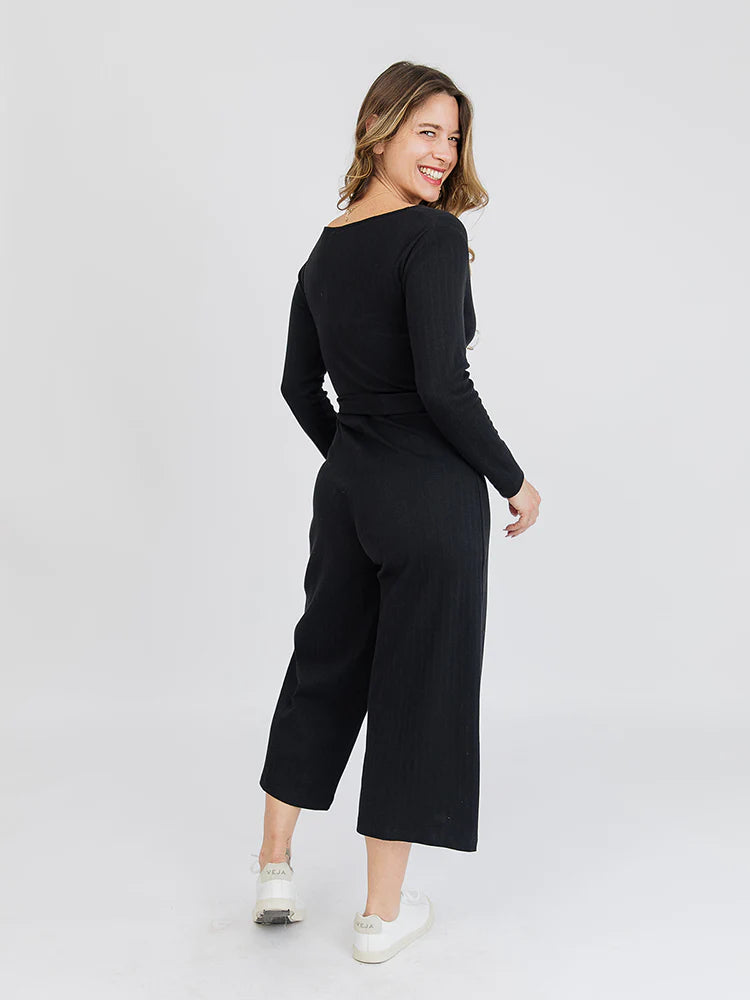 Black Long Sleeve Rita Jumpsuit  by Mata Traders