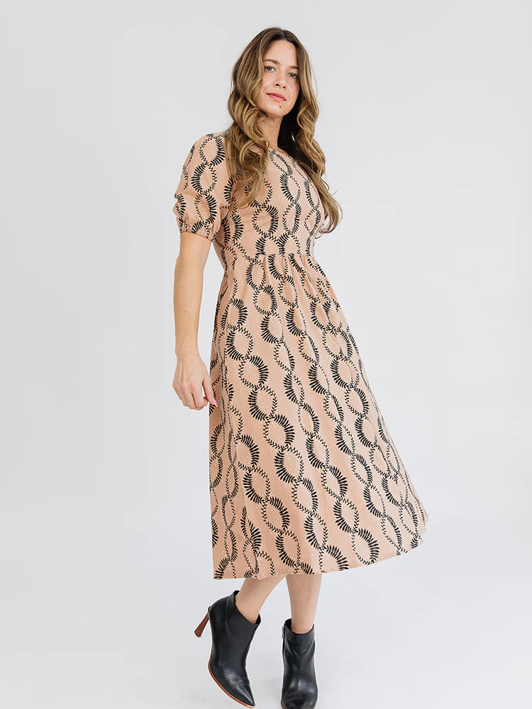 Blush Vine Twist Sydney Midi Dress by Mata Traders