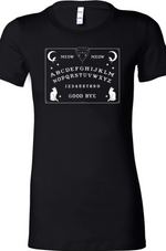 Ouija Cat T-Shirt Top in Black by Kittees