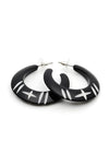 Black and White Carved Hoop Earrings by Splendette