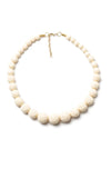Cream Heavy Carve Beaded Necklace by Splendette