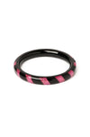 Pink and Black Candy Striped Bangle Bracelet by Splendette