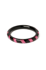 Pink and Black Candy Striped Bangle Bracelet by Splendette