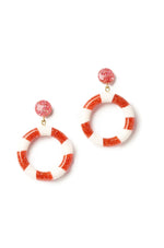 White and Pink Candy Striped Hoop Earrings by Splendette