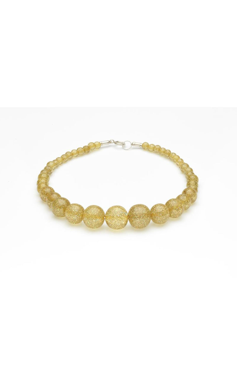 New Pale Gold Glitter Bead Necklace by Splendette
