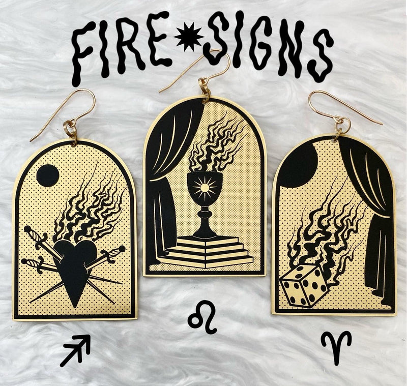 Fire Sign Zodiac Single Earring by While Odin Sleeps