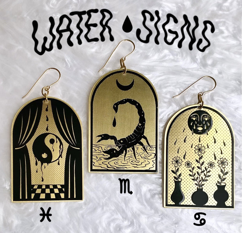 Water Sign Zodiac Single Earring by While Odin Sleeps