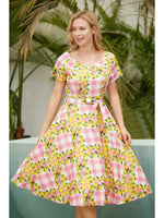 Pink Gingham and Lemons Bella Dress by Miss Lulo