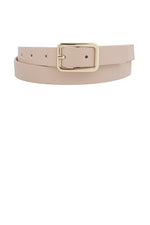 Gold Rectangular Buckle Skinny Belt in Multiple Colors