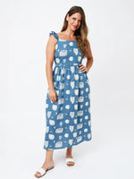 Fruity Ruffle Strap Midi Dress in Blue by Mata Traders