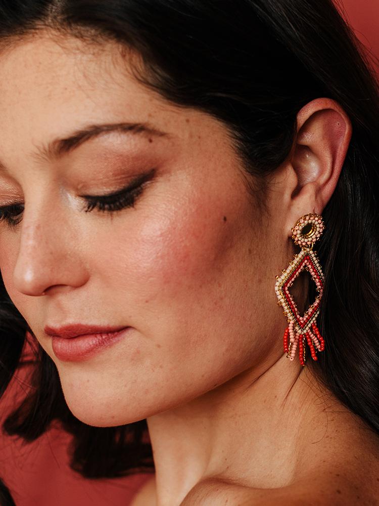 Chelsea Beaded Earrings in Rose by Mata Traders