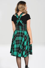 Spearmint and Black Plaid Beryl Pinafore Dress by Hell Bunny