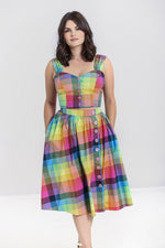 Rainbow Gingham Lucia 50's Skirt by Hell Bunny