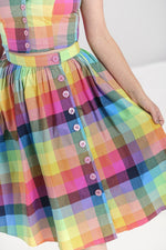 Rainbow Gingham Lucia 50's Skirt by Hell Bunny