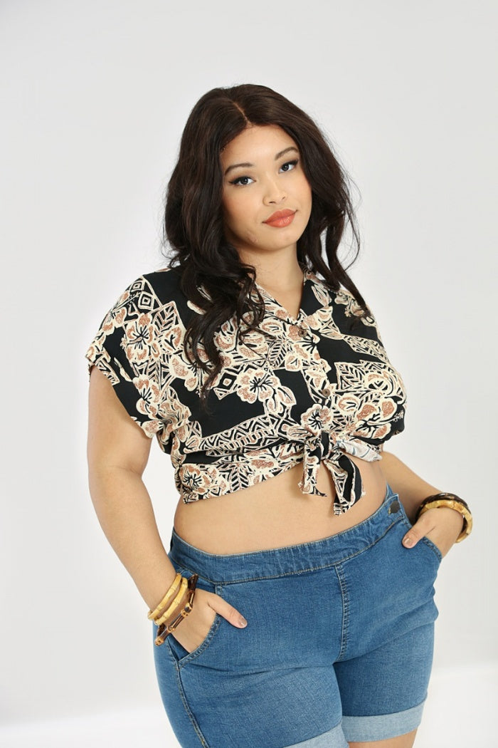 Dominique Button Down Top by Hell Bunny