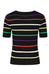 Striped and Heart Short Sleeve Sweater by Hell Bunny