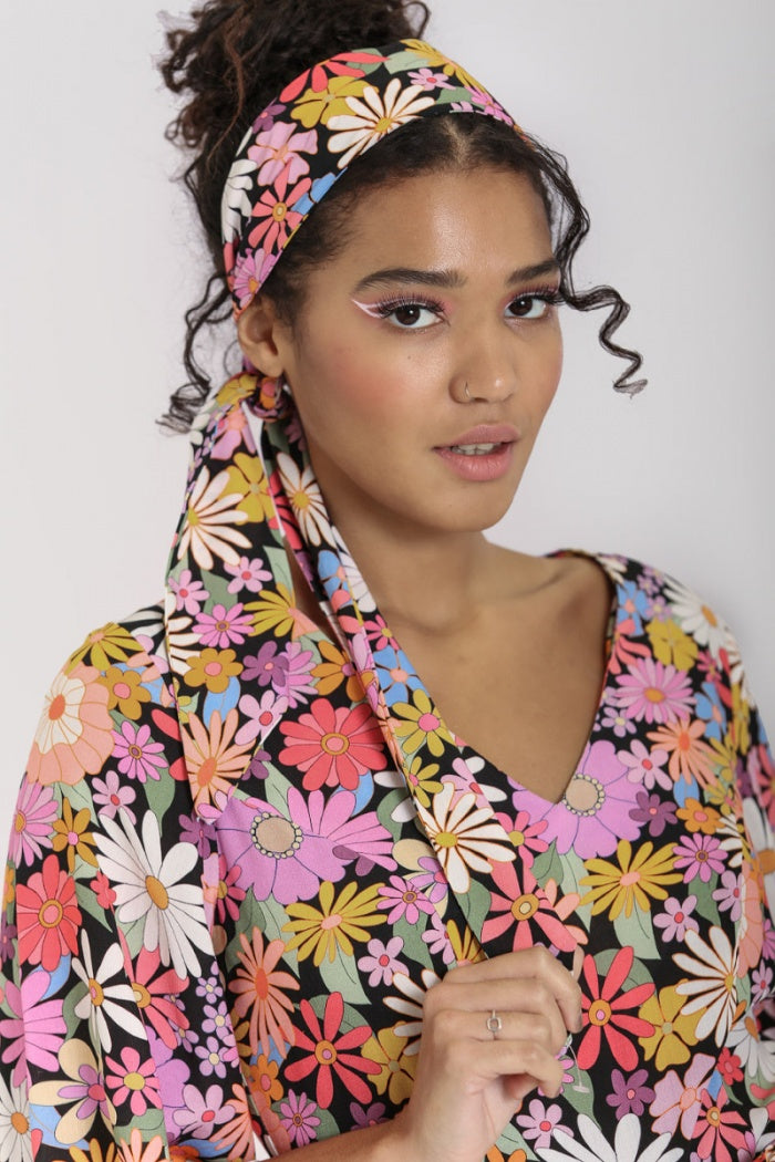 60's Floral Nadine Hair Scarf by Hell Bunny