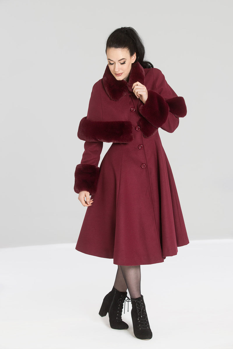 Burgundy Capulet Coat by Hell Bunny