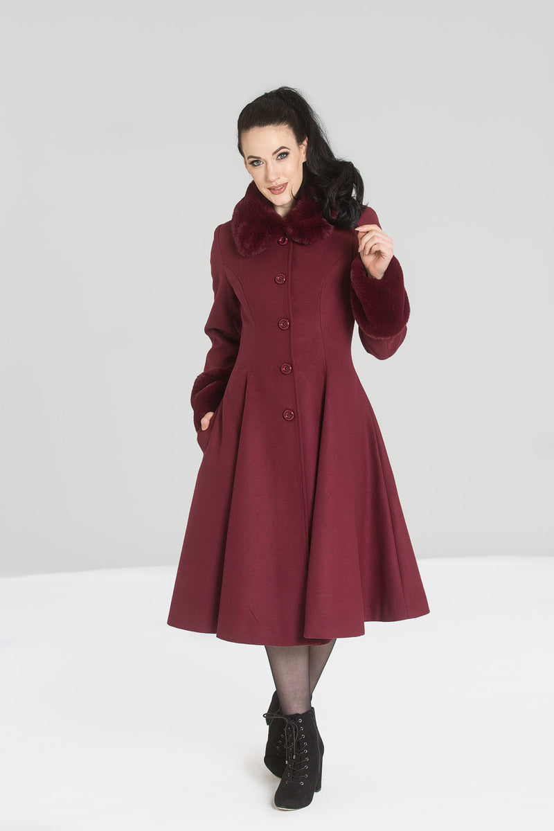 Burgundy Capulet Coat by Hell Bunny