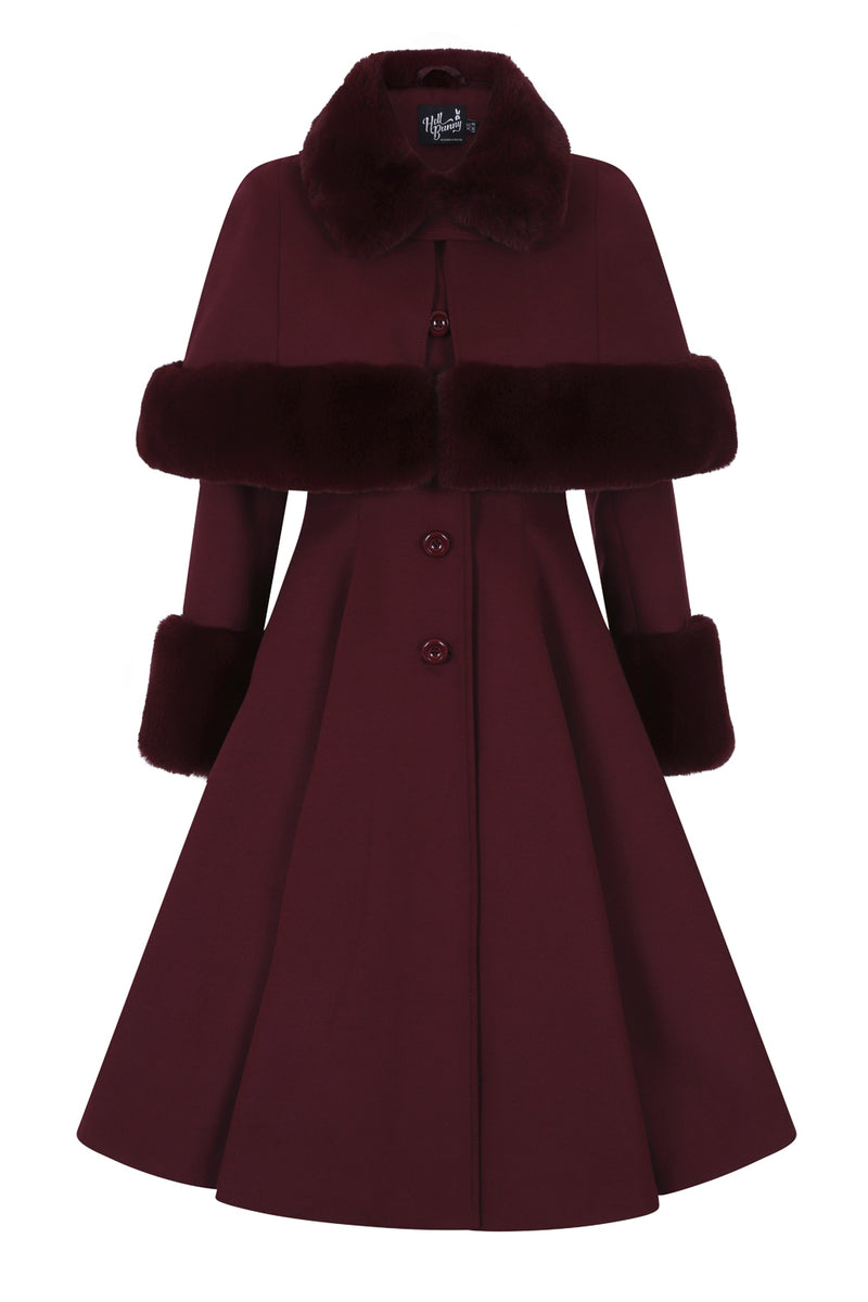 Burgundy Capulet Coat by Hell Bunny