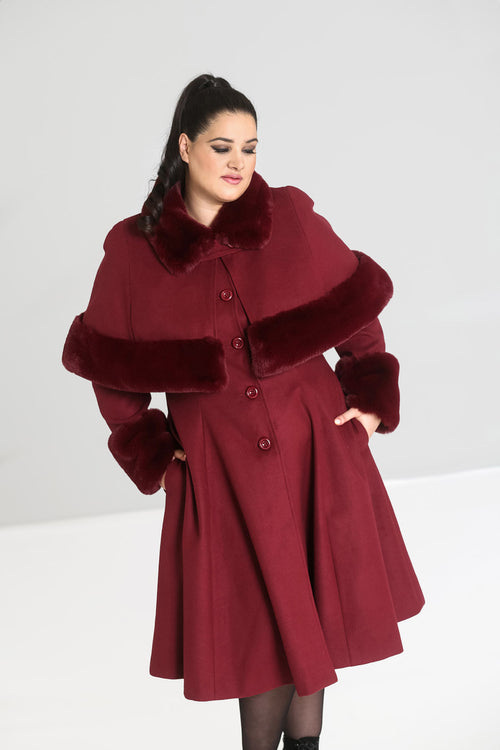 Burgundy Capulet Coat by Hell Bunny