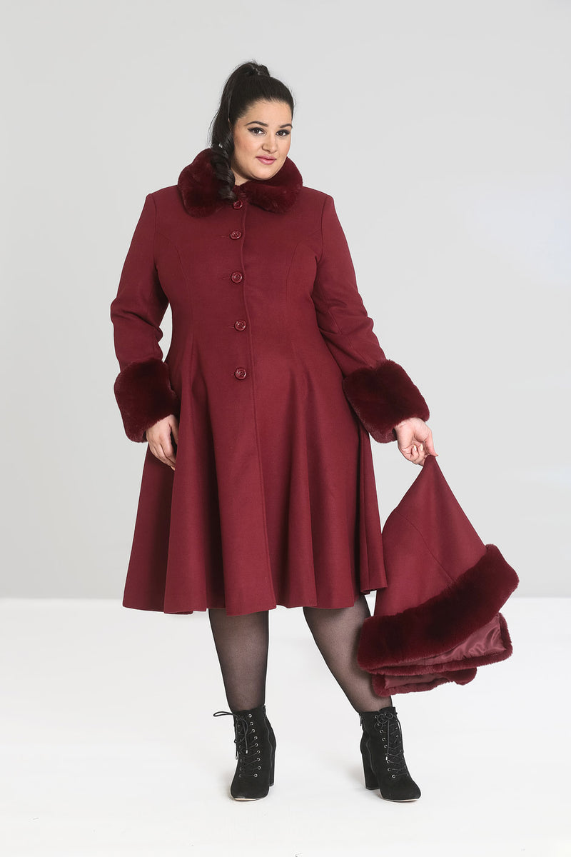 Burgundy Capulet Coat by Hell Bunny
