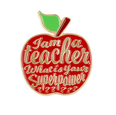 Teacher Apple Enamel Pin in Black or Red