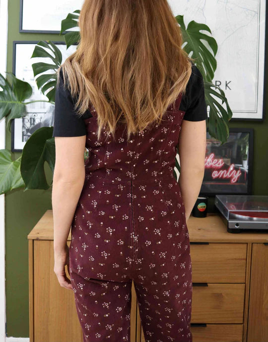 Burgundy Floral Irie Jumpsuit by Timeless London