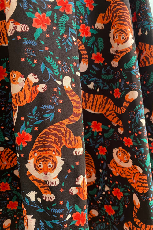Tiger Flower Field Fold-Over Dress by Eva Rose
