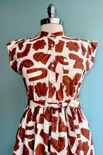 Brown and White Geometric Print Shirt Dress by Compania Fantastica
