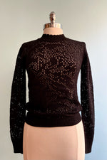 Black Lace Knit Blythe Sweater by Voodoo Vixen