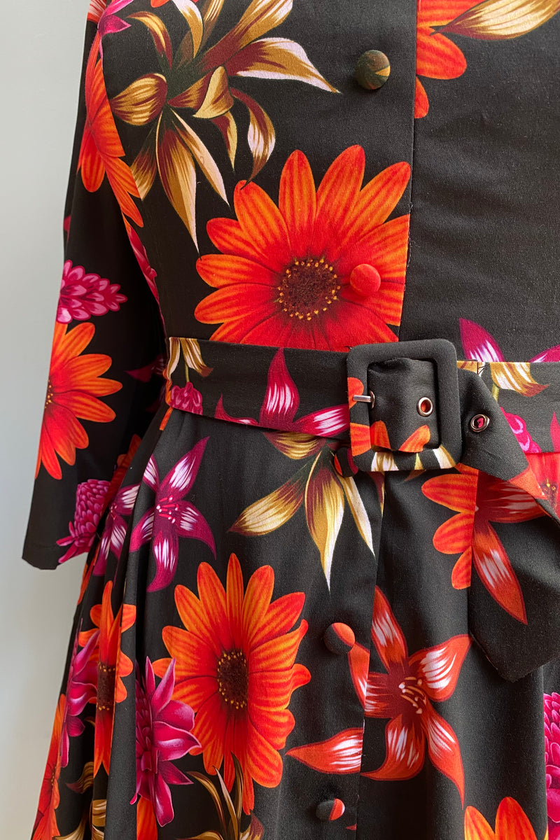 Final Sale Eden Black Autumn Floral Dress by Hearts & Roses London