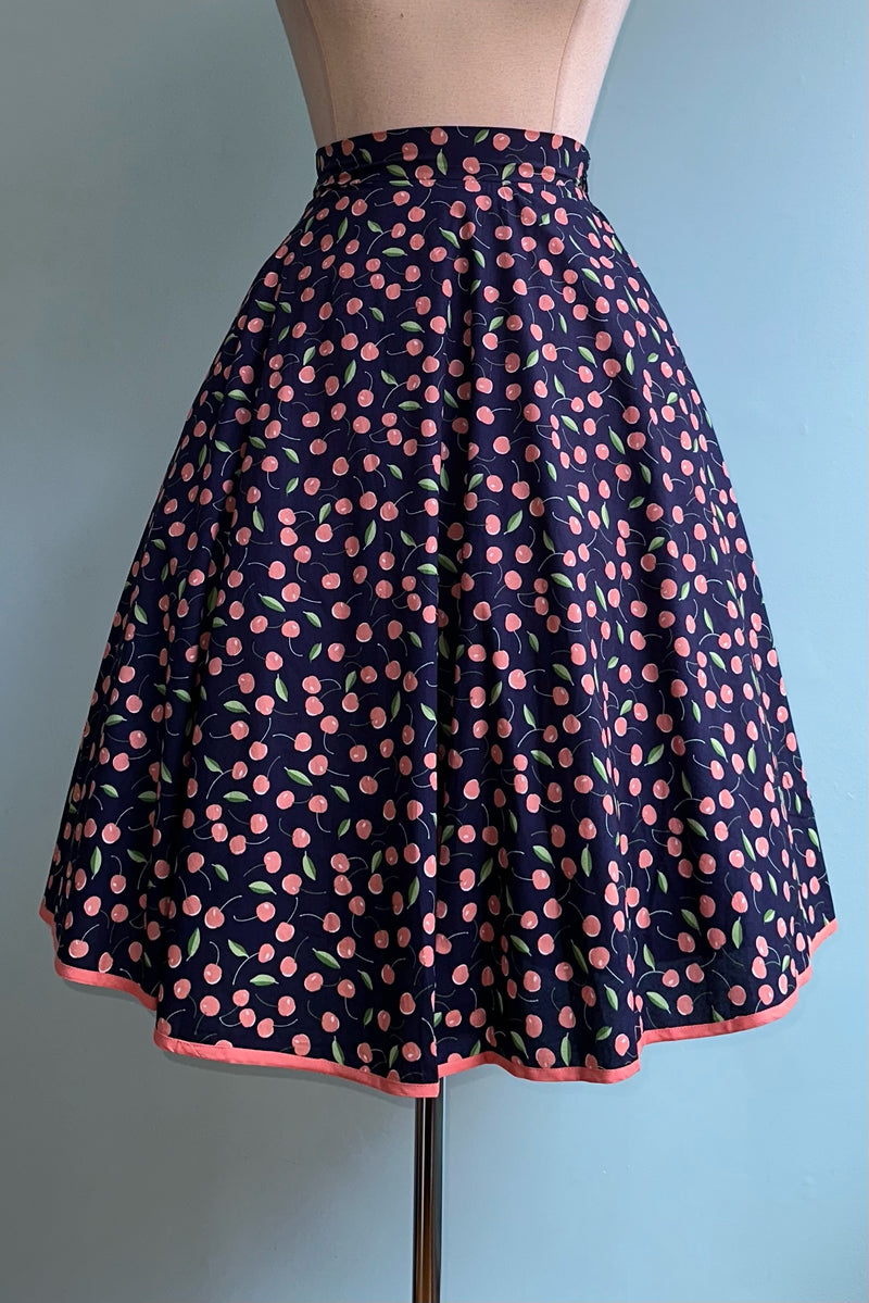 Navy and Pink Cherry Full Skirt by Tulip B.
