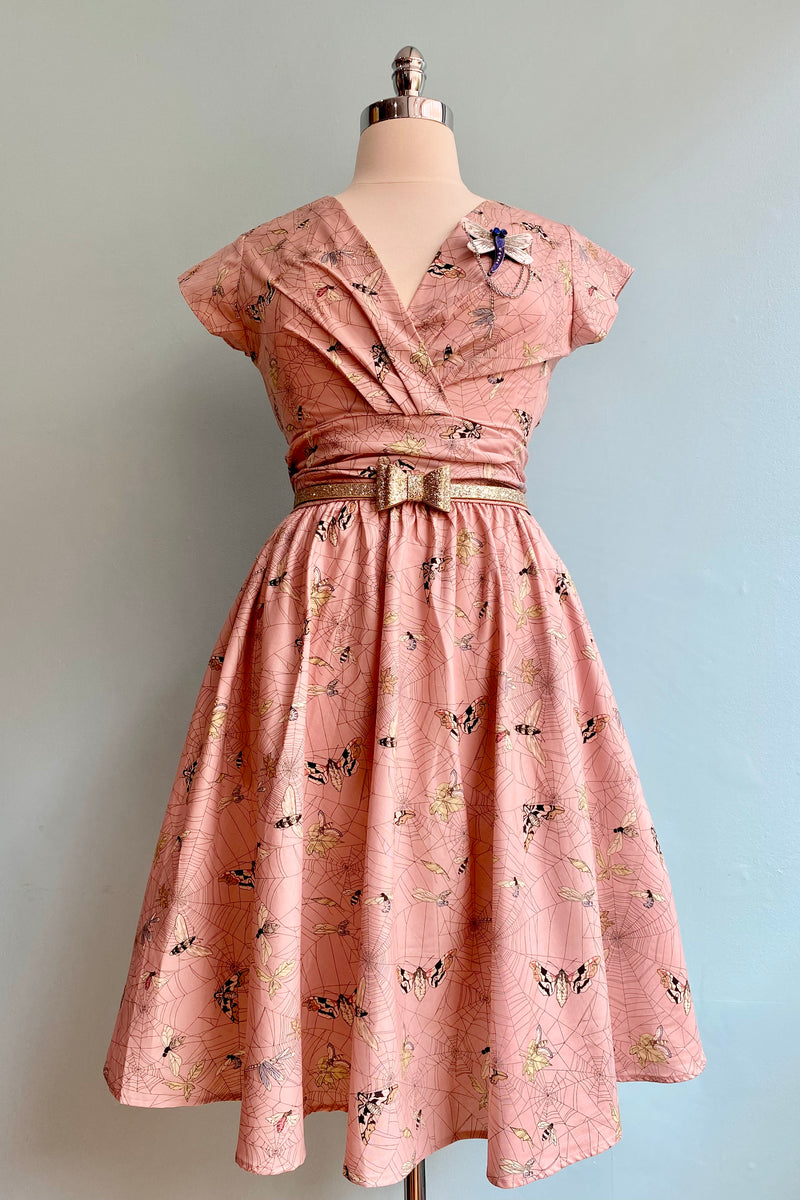 Moths and Webs Greta Dress in Pink by Retrolicious