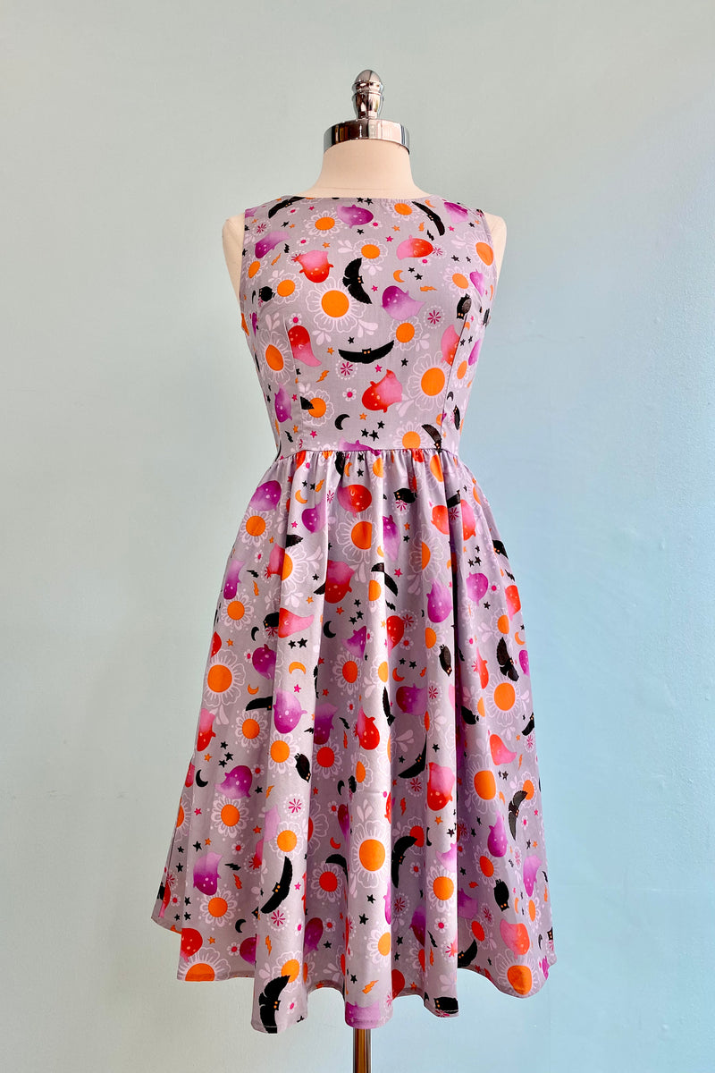 Colorful Ghosts and Owls Vintage Dress by Retrolicious