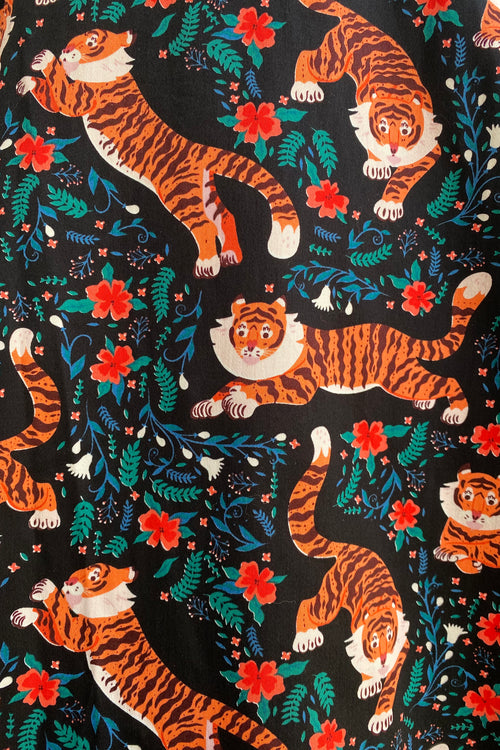 Tiger Flower Field V-Neck Dress by Eva Rose
