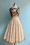White and Yellow Cherry Print Full Skirt by Tulip B.