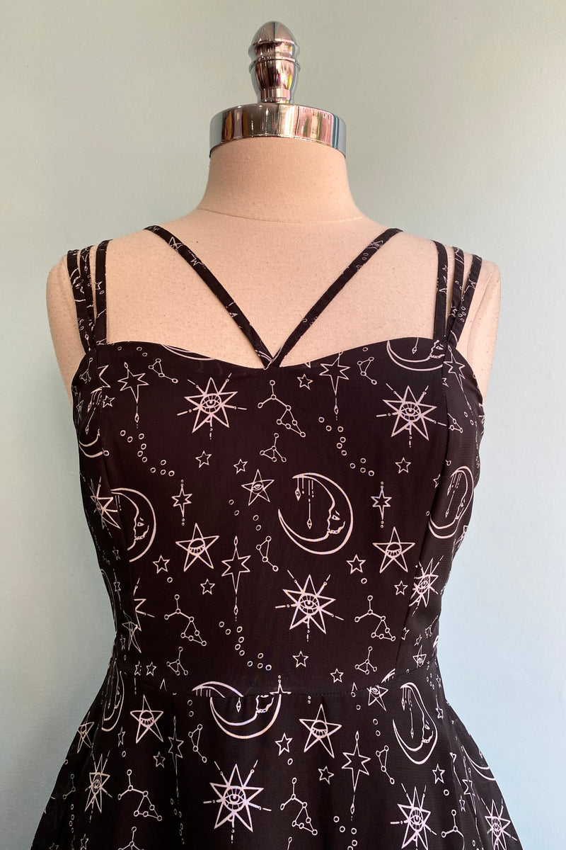 Moon Print Crossover Neck Dress by Timeless London
