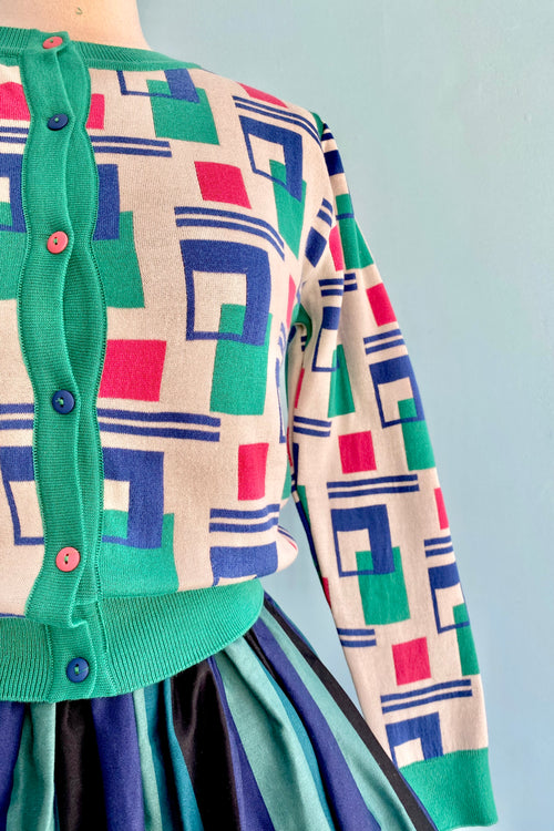 Mexico City Spring Green Jacquard Vera Cardigan by Palava