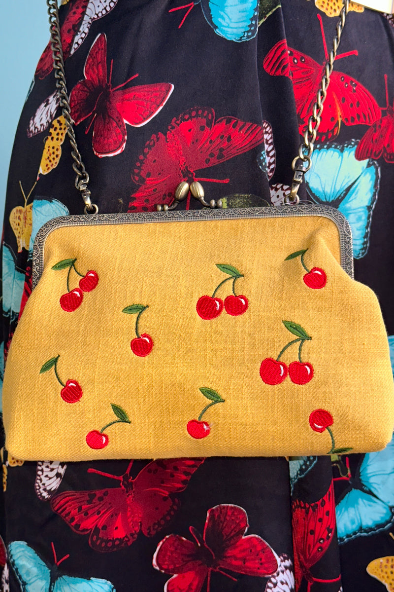 Yellow Cherry Kisslock Bag