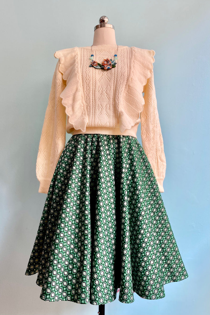 Green Dot Circle Skirt by Heart of Haute