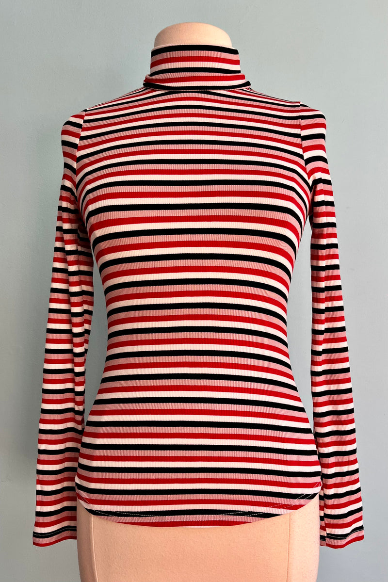 Red and white striped 2025 turtleneck