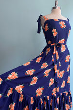 Navy Spring Floral Katrina Midi Dress by Collectif