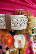 Straw Belt with Lucite Buckle