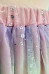 Rainbow Tulle and Flower Sequin Skirt