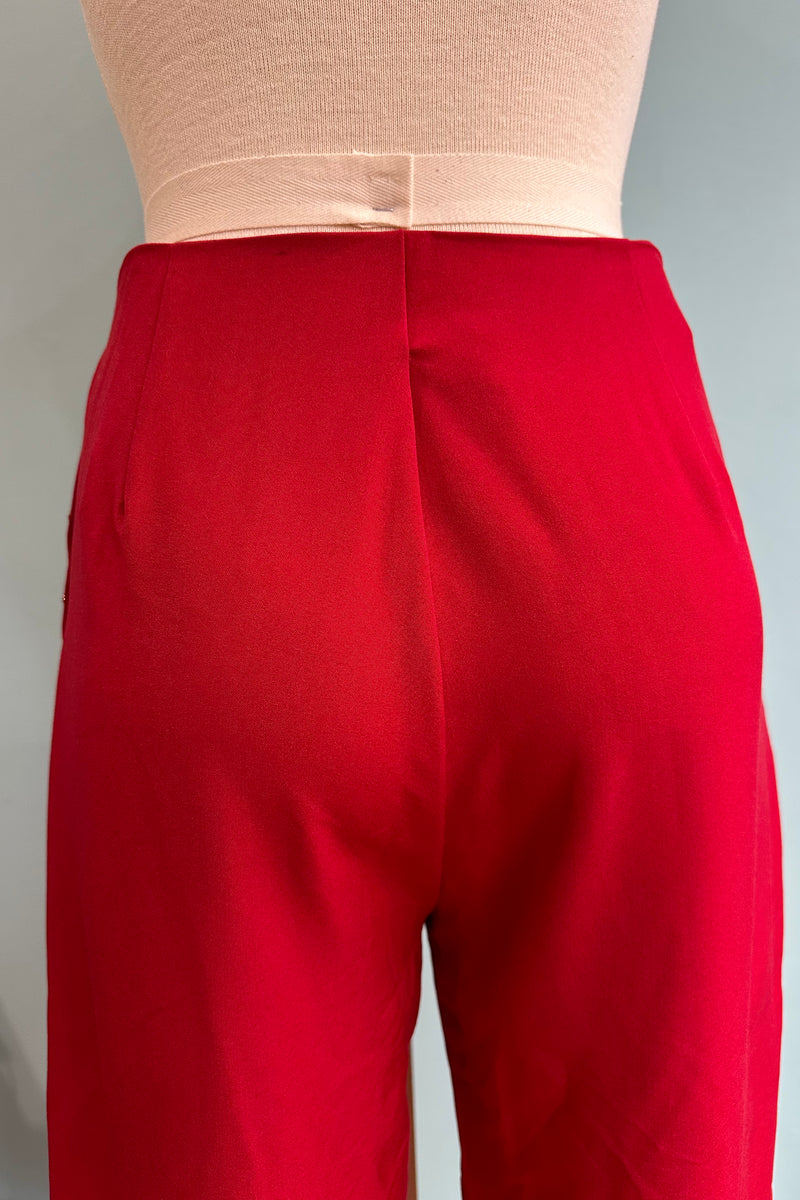 Heart Button High-Waisted Pants in Red by Voodoo Vixen