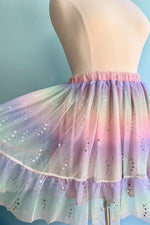 Rainbow Tulle and Flower Sequin Skirt